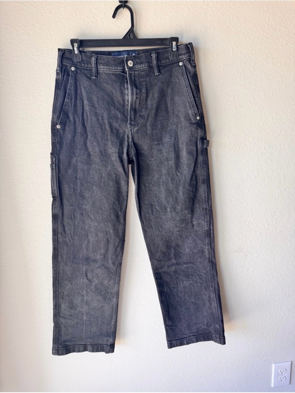 Abercrombie & Fitch Men's Black Relaxed Carpenter Jeans